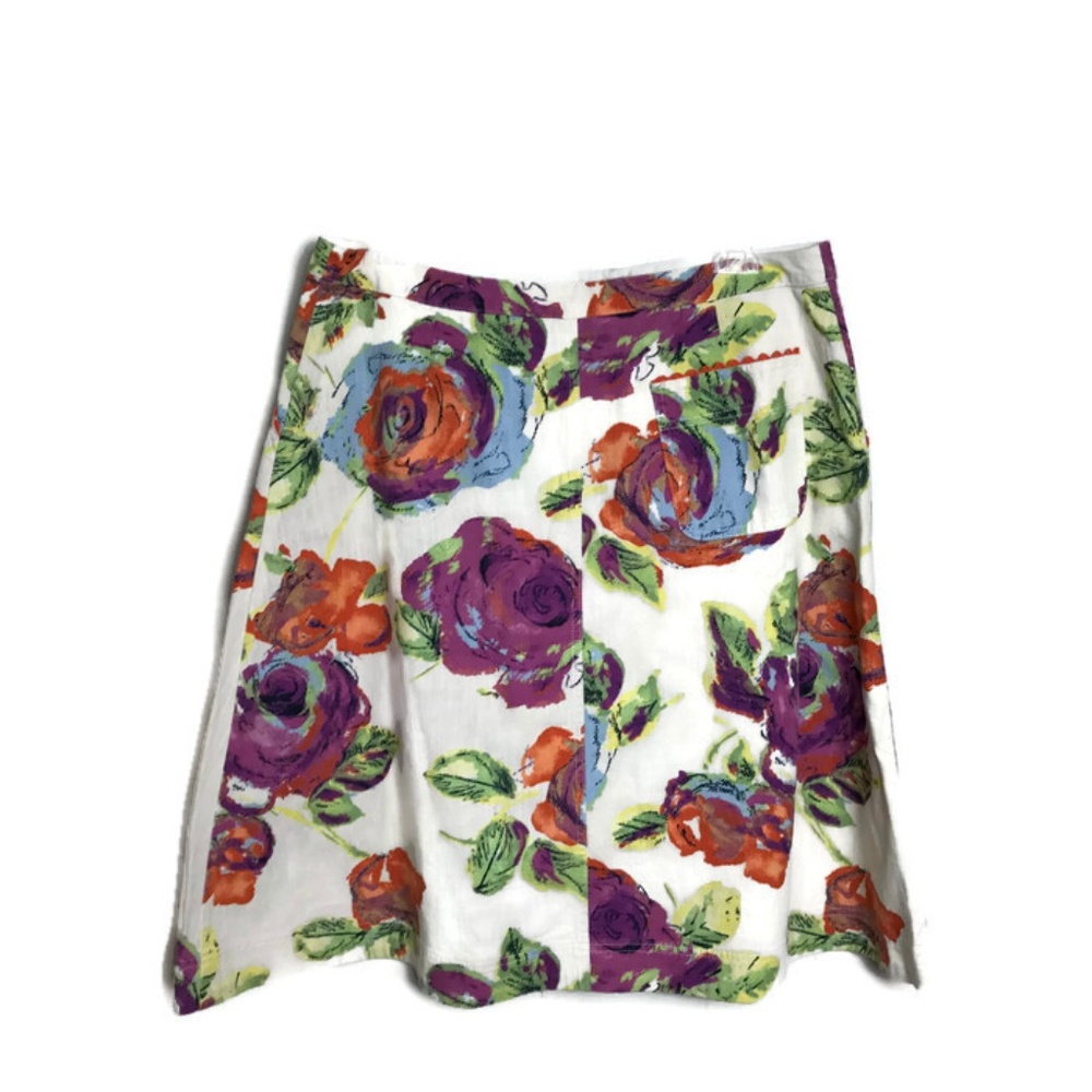J Jill Floral A-Line 3 Pocket Skirt Size 16 Women